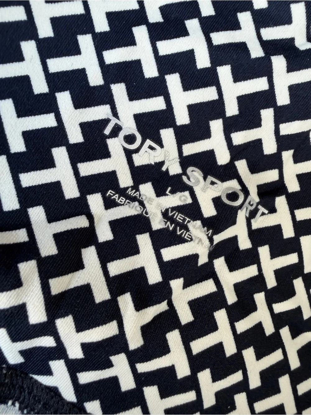Black & White Tory Burch T Patterned Women’s Active Bike Shorts L